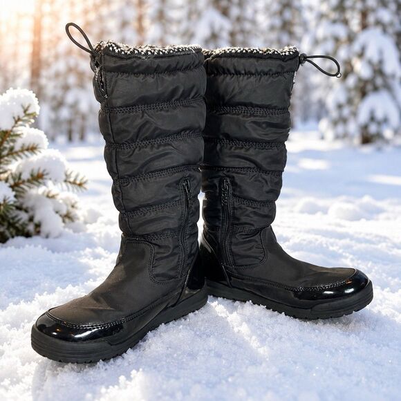 totes Shoes - Totes Caroline 2 Women’s Size 10 M Black Quilted Tall Winter Snow Boots Faux Fur